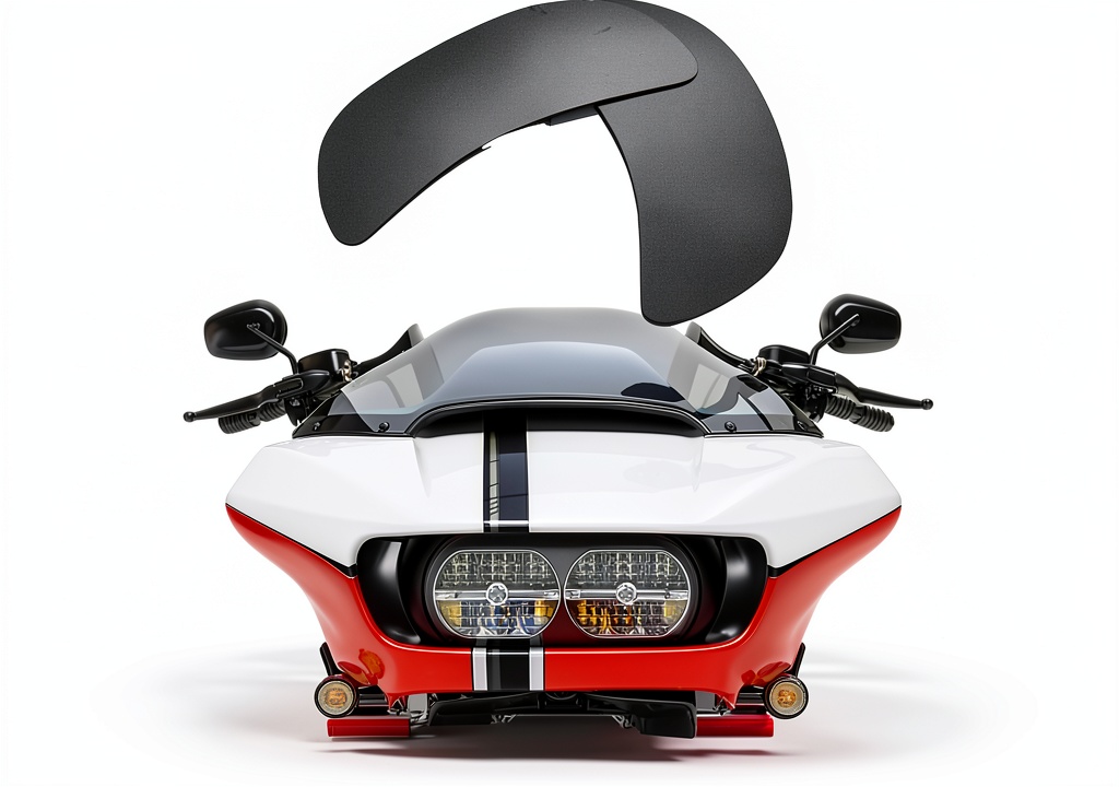 Fbturesop vent block installed on a Harley Road Glide front fairing