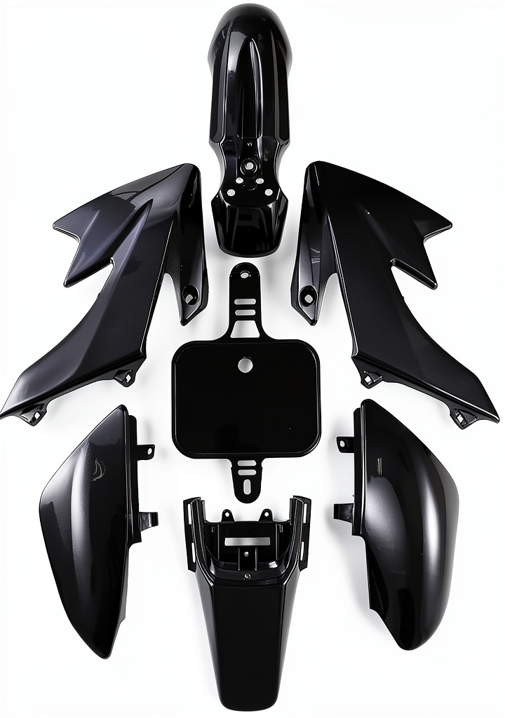 CLEO Black Plastic Fairing Kit installed on a motorcycle